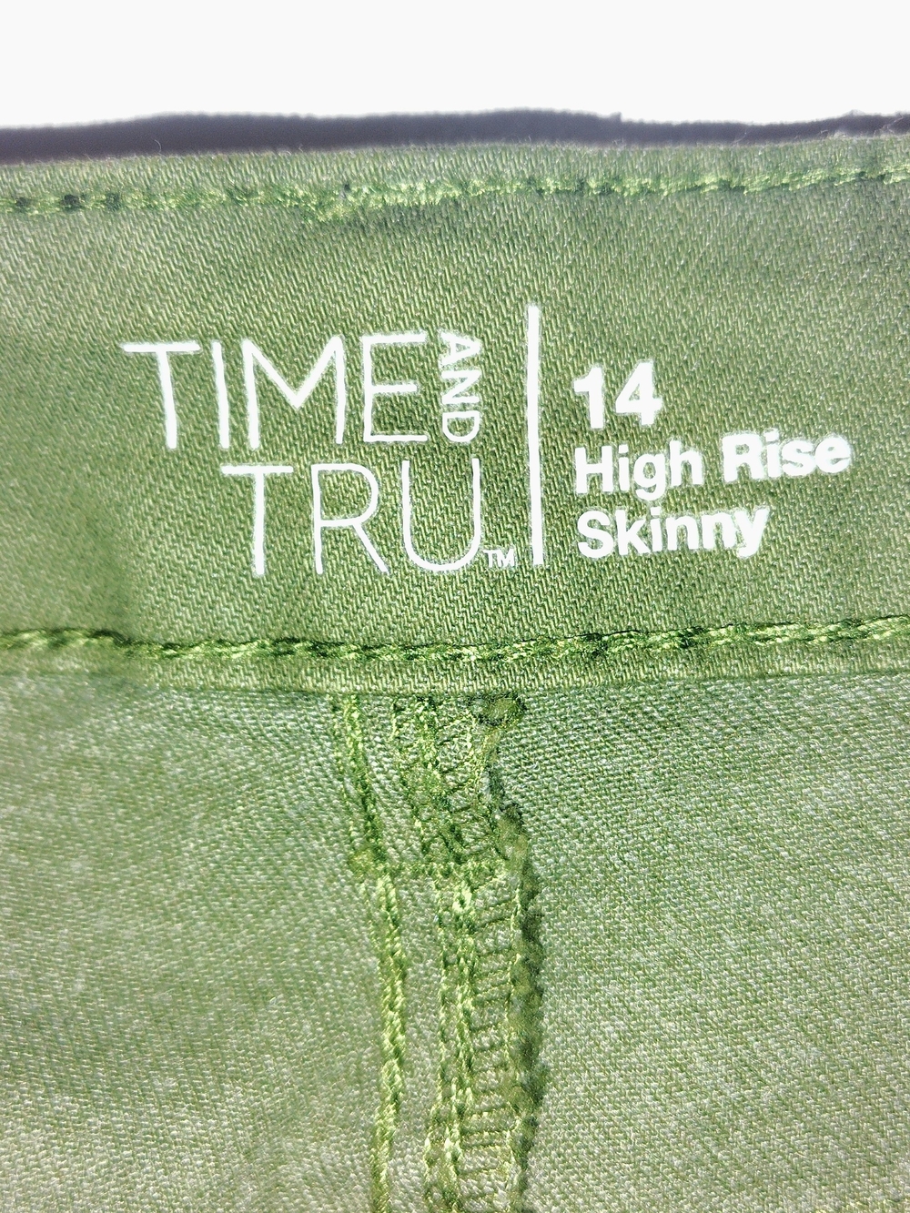 Time and Tru Green High-Rise Skinny Jeans - 14